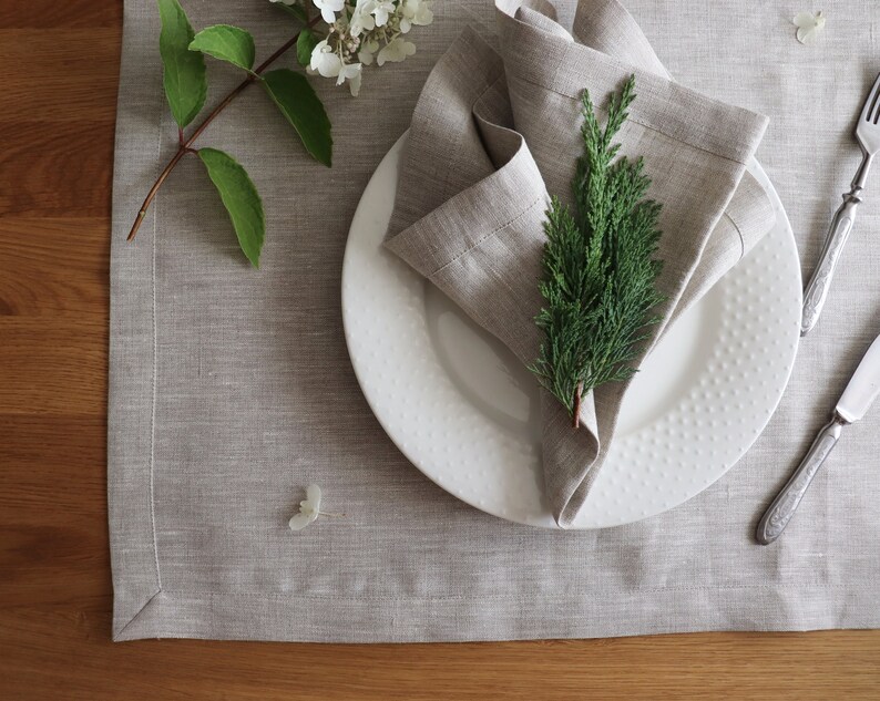 Linen napkin set of 50 for the wedding, Light grey napkins of natural linen flax, Bulk napkins, Elegant wedding napkins, Birthday party image 5