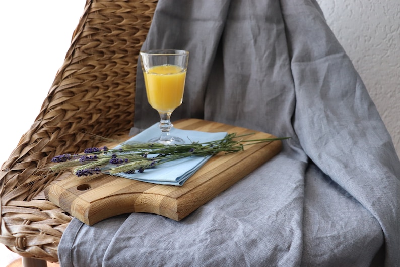 Summer Linen Blanket Softened Linen Throw Blanket Linen Blanket in gray color of natural flax Beach Linen Blanket Thick Linen Bed Cover