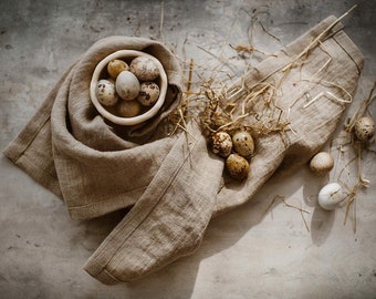 Pure Linen Towel Set of 5 10 - Natural Linen Tea Towels - Linen Hand Towel - Undyed Linen Towels - Linen Dish Towels - Durable Linen Towel