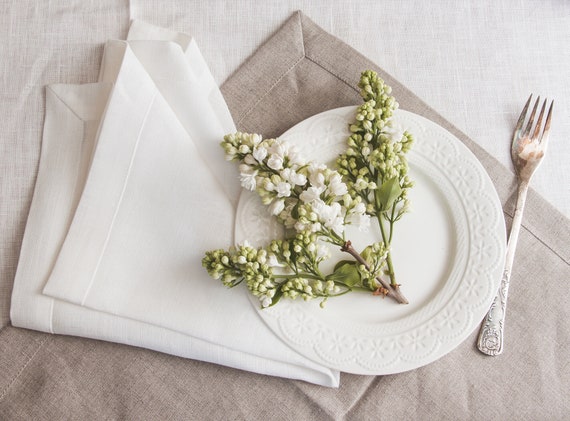 White Linen Napkin Set of 6 8 10 12. Elegant Linen Napkins. Wedding Linen  Napkins. Christmas Napkin Set. Christmas Table Decor. Easter Table 