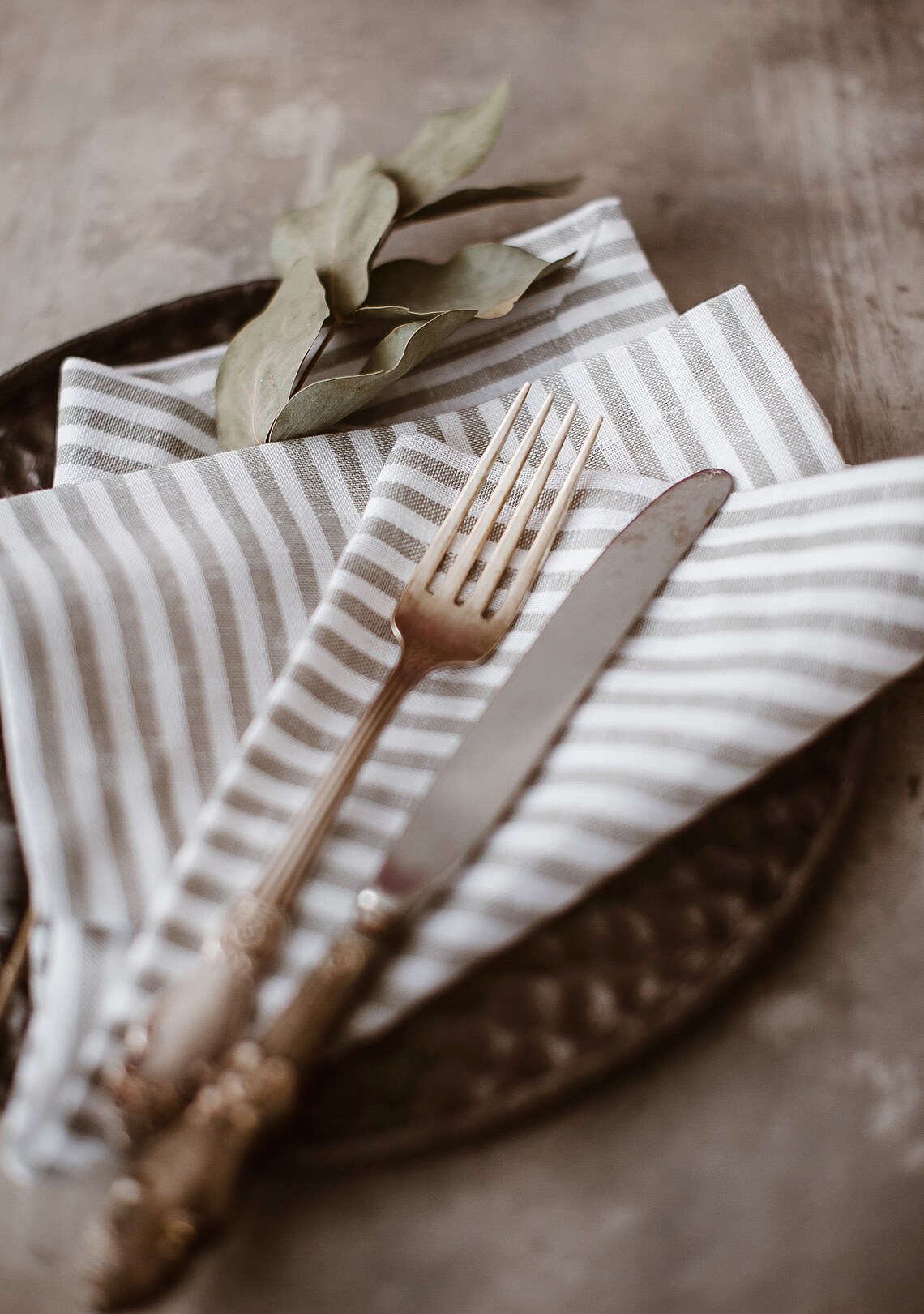 Striped Linen Napkin Set of 6 8 10. White Grey Napkins. Etsy