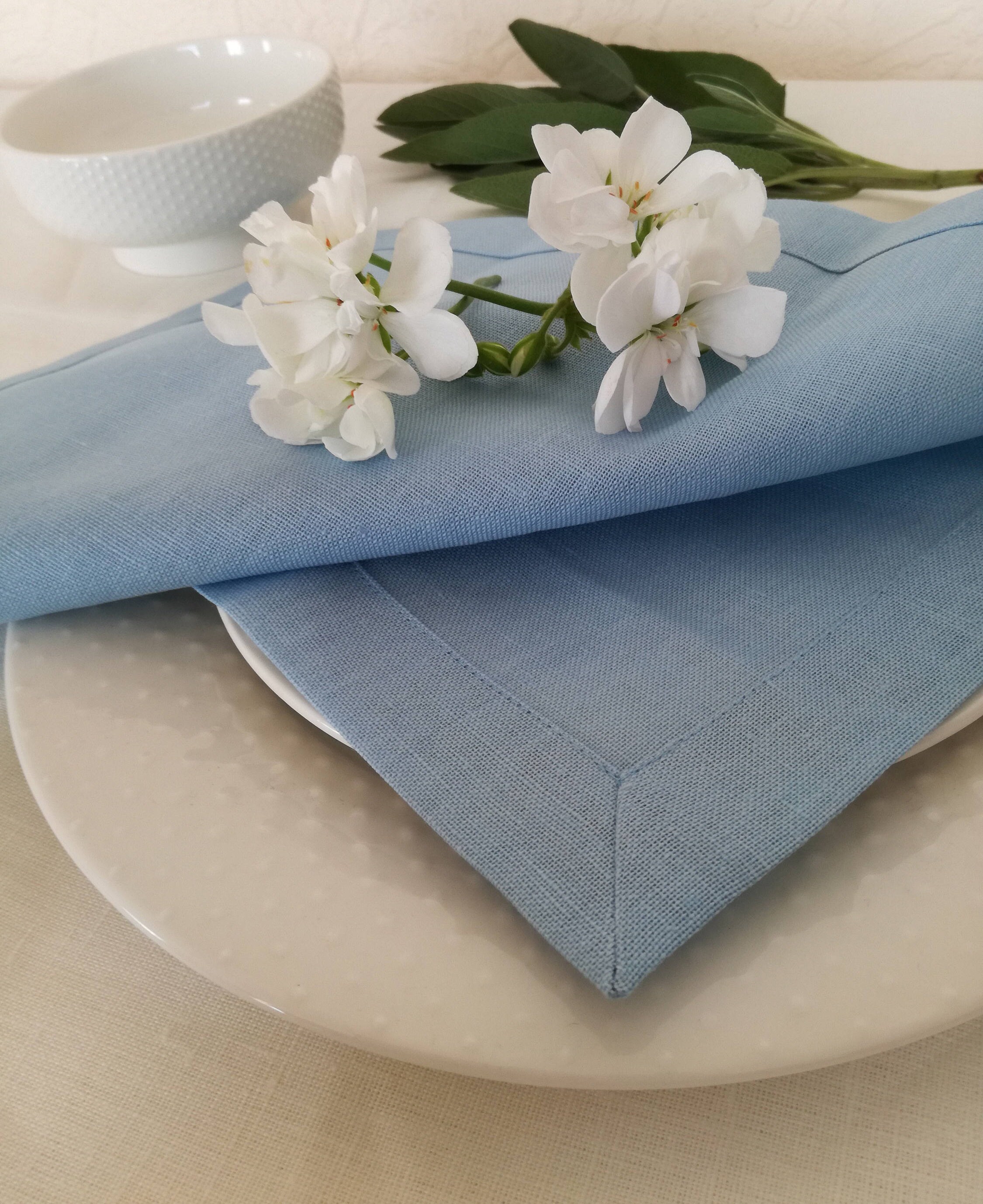 Blue Linen Napkin Set of 6 8 10 12 Greyish Blue Linen Napkins Wedding Napkins Easter Table
