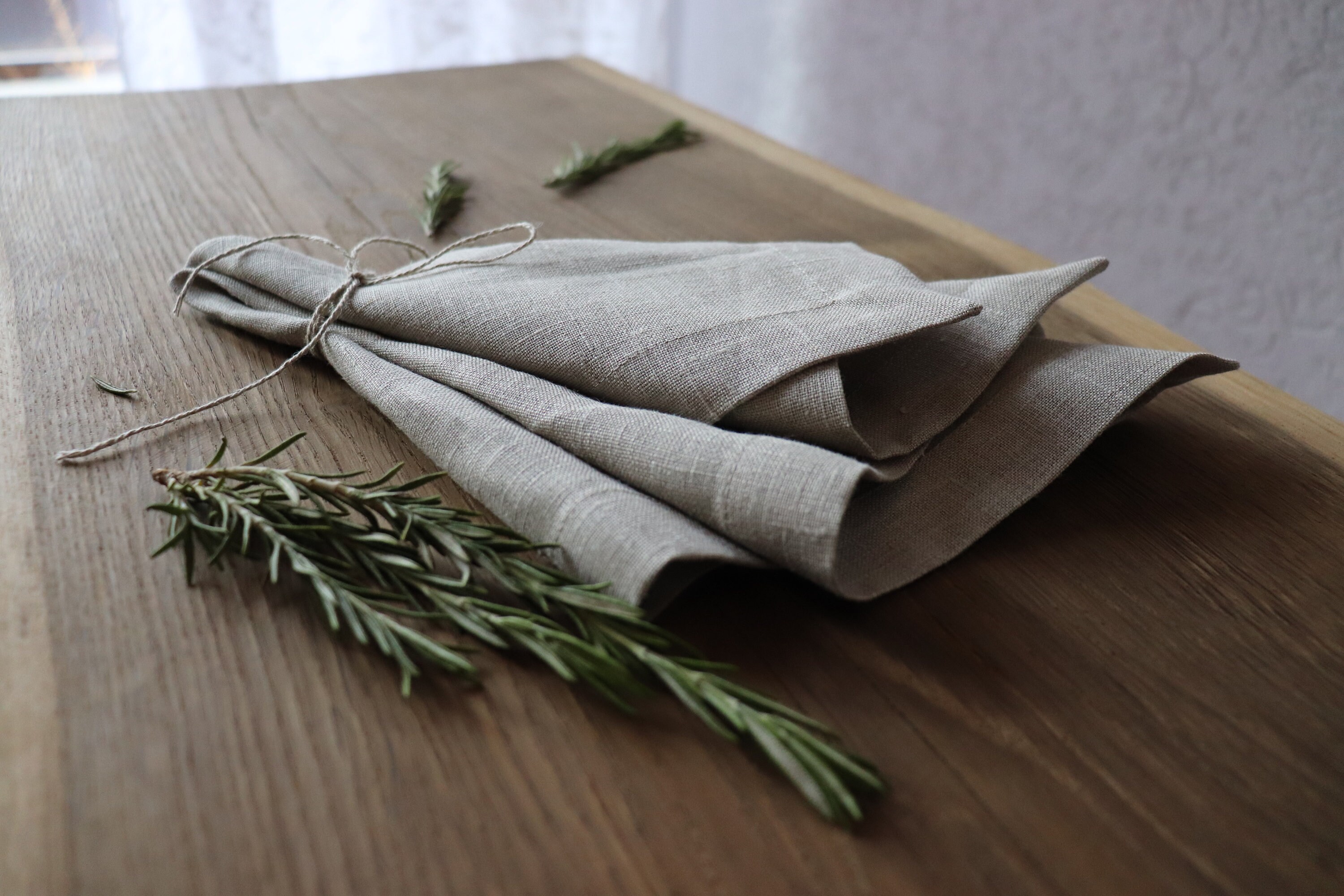 Linen Napkin Set of 20 in Natural Grey Color, Wedding Linen Napkins