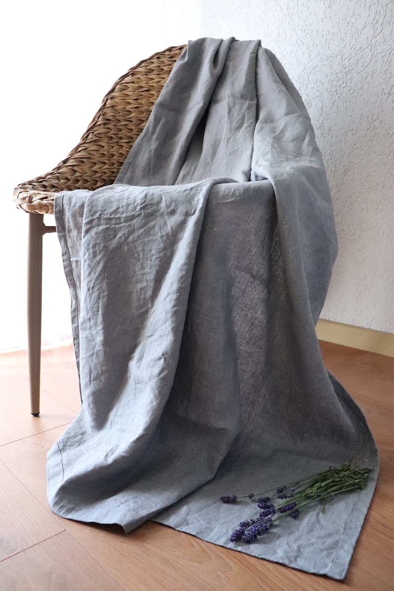 Summer Linen Blanket Softened Linen Throw Blanket Linen Blanket in gray color of natural flax Beach Linen Blanket Thick Linen Bed Cover