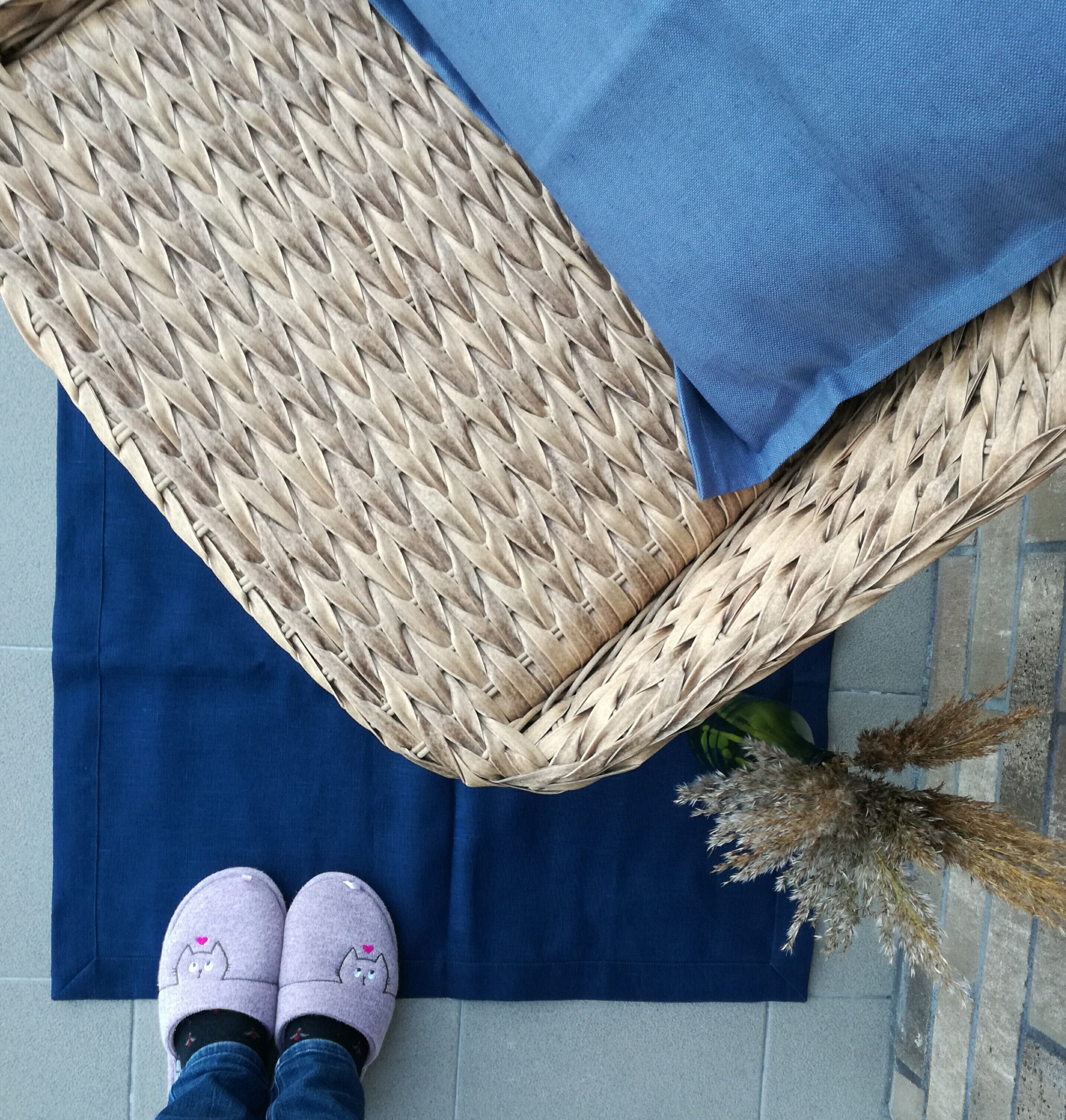 Natural Linen Mat Linen doublelayered mat Dark gray linen Linen