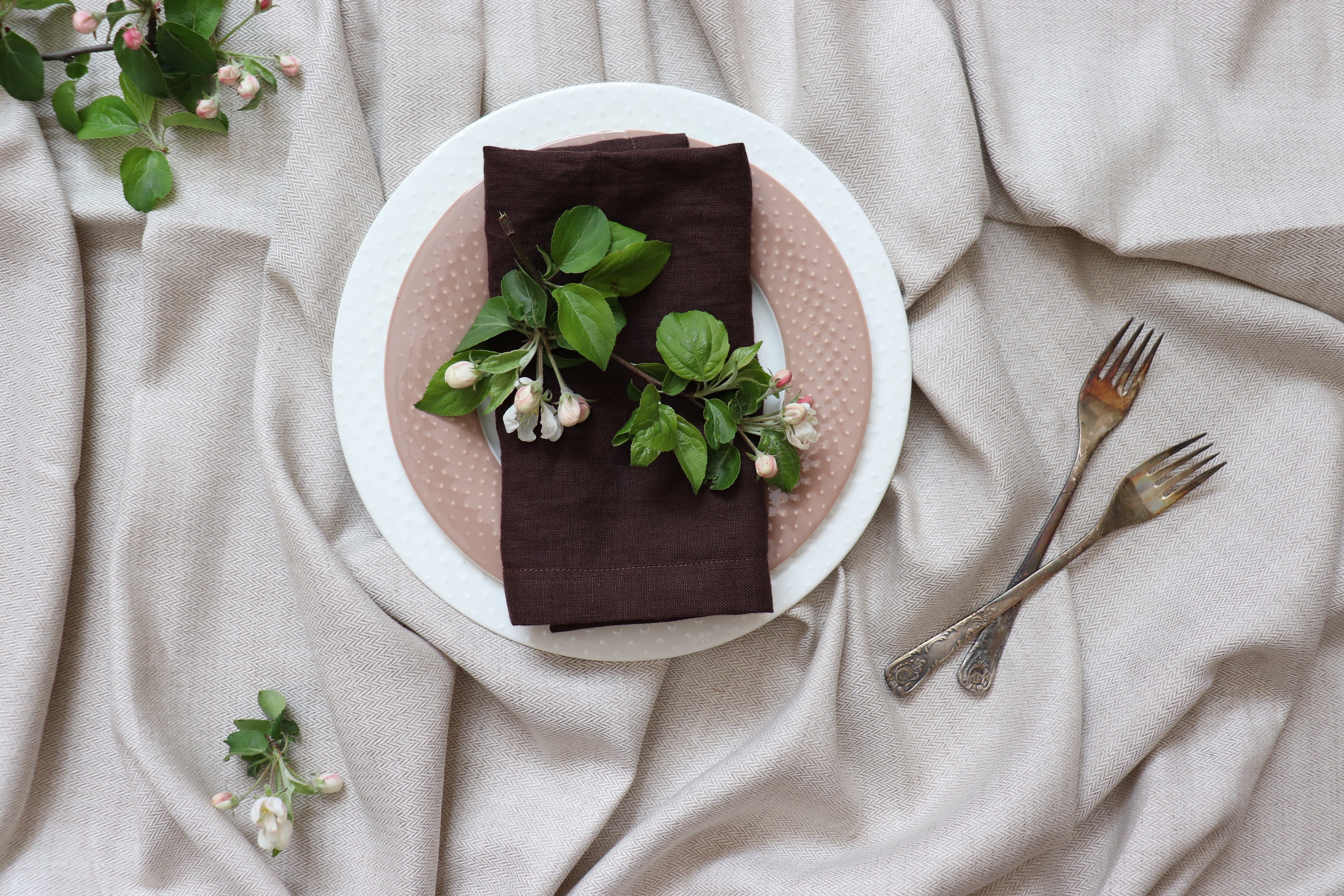 Dinner Napkins Set of 4 8 12 in Sand Color Made of Natural Linen