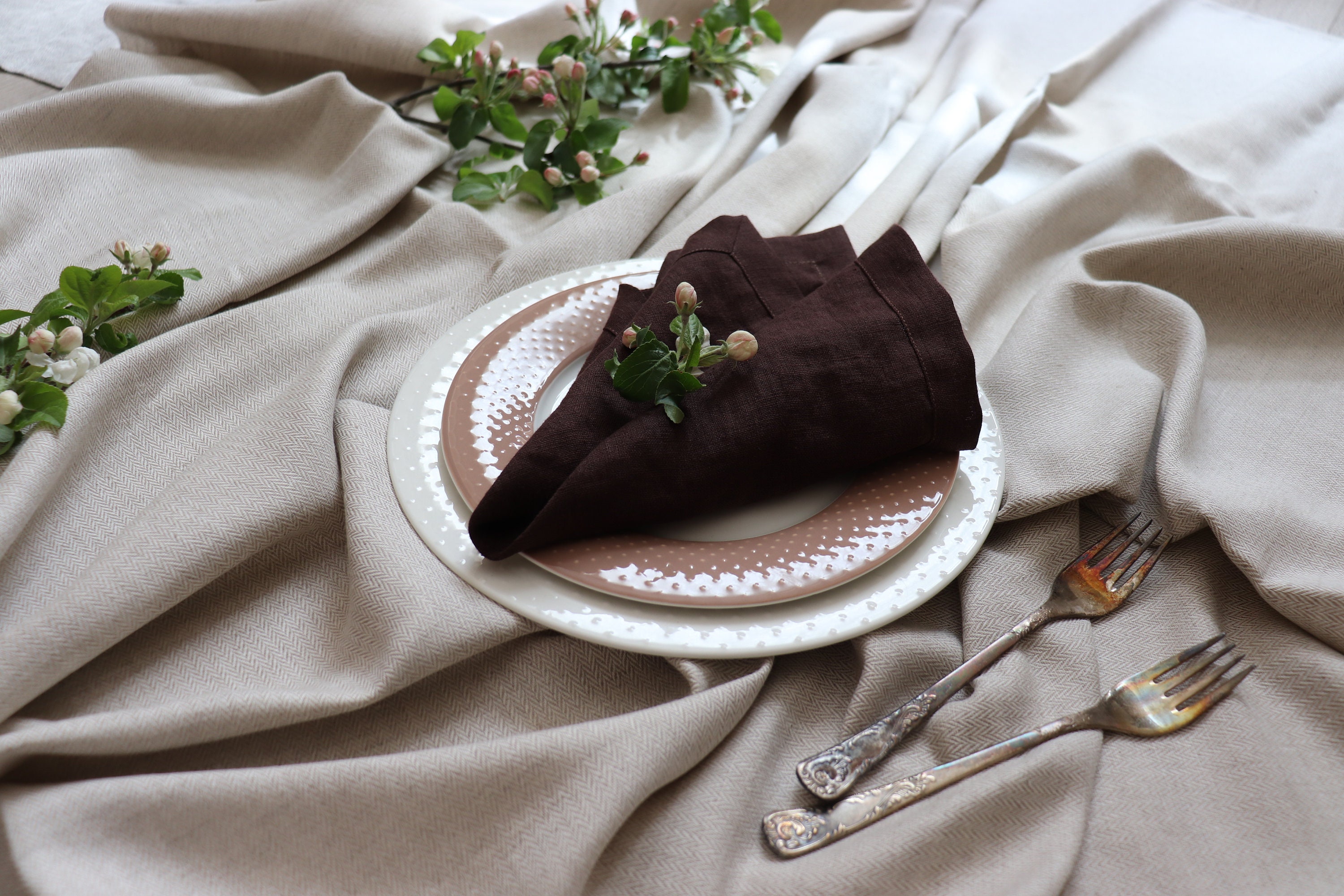 Golden Brown Linen Napkins Set, Cloth Napkins for Wedding, Washed Linen  Dinner Napkins, Organic Linen Napkins LN 102 