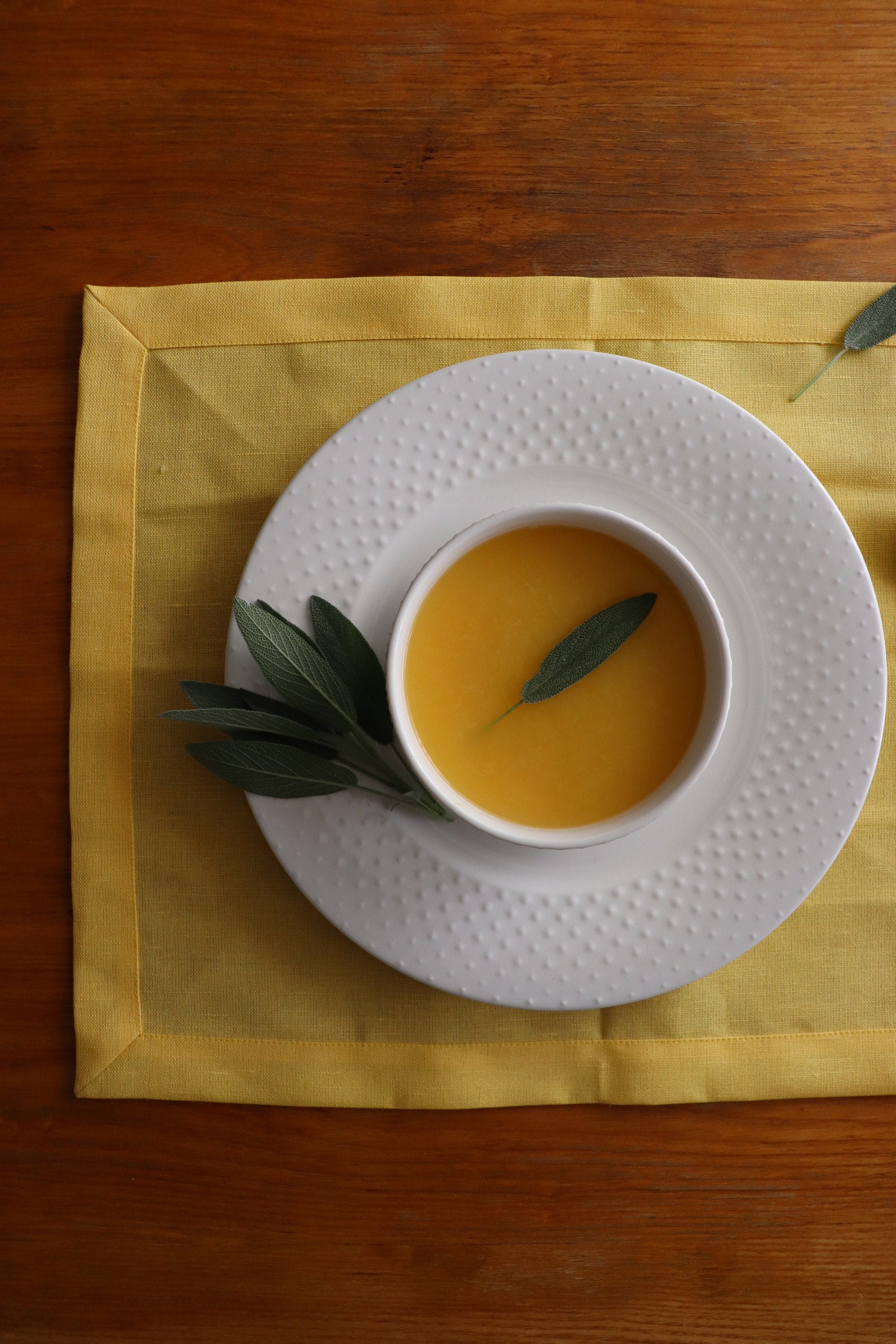 Yellow Linen Placemat Set of natural flax. Pure Linen Placemats for