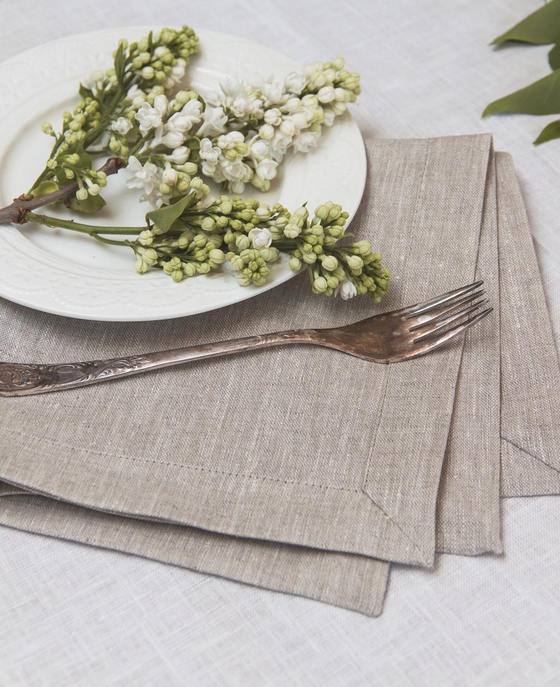 Linen napkin set of 50 for the wedding, Light grey napkins of natural linen flax, Bulk napkins, Elegant wedding napkins, Birthday party image 10