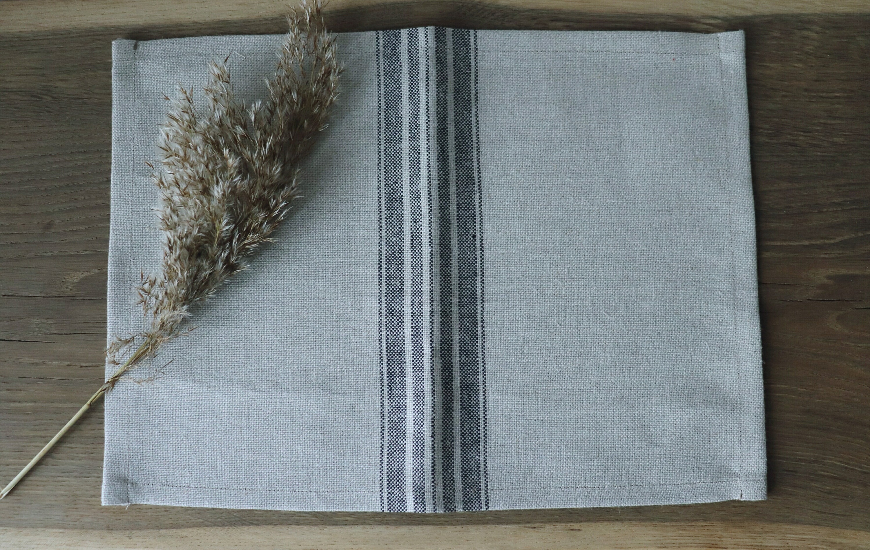 Natural Linen Fringed Placemats Set Elegant Washable -  Israel