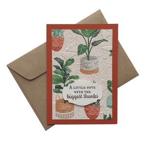 PLANT THANK YOU Card, colourful pot plant cards, embossed patterned paper, plant lovers thank you card, potted plants thanks
