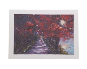 Country Lane Greeting Card: Embossed Handmade Autumn Season Card