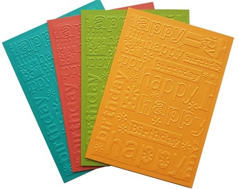 Embossed Birthday Cards: Colorful Handmade Set of 4