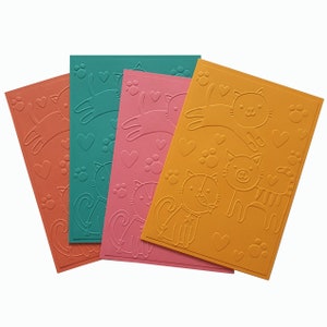 CAT LOVER CARDS in bright colours, embossed cats, cat greetings card, stationery set, any occasion greeting cards, playful kittens, cat lady