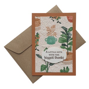 PLANT THANK YOU Card, colourful pot plant cards, embossed patterned paper, plant lovers thank you card, potted plants thanks
