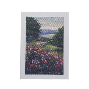 LANDSCAPE with MEADOW FLOWERS, outdoor countryside, meadow garden scene, wildflowers greeting card, impressionistic style, handmade card |03
