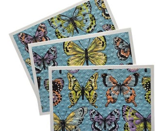 Butterfly Paper Cards with embossing: Colourful Handmade Stationery Set