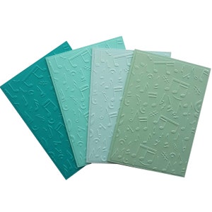 MUSIC NOTES Cards, music notes pattern, set of cards, shades of teal, embossed cards, any occasion cards, stationery set, gift for coworker