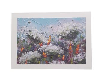 Foral Print Greeting Card: Embossed Handmade Autumn Season Card