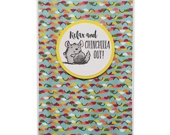 CUTE CHINCHILLA CARD, funny encouragement card, South American animal, card with geometric patterns, cute chinchilla art, card for pet owner