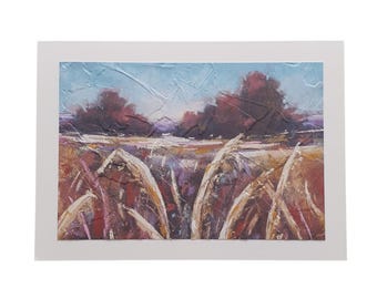 Country Scene Greeting Card: Embossed Handmade Autumn Season Card