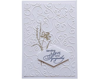 Handmade Sympathy Card: Embossed Floral Design