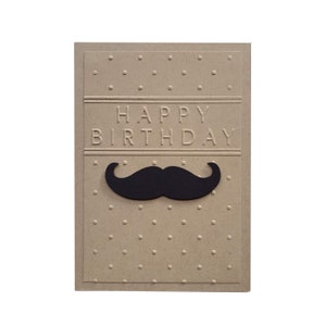 MOUSTACHE BIRTHDAY CARD, mustache man card, handcrafted and embossed, card for him, happy birthday moustache card, masculine card, movember
