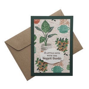 PLANT THANK YOU Card, colourful pot plant cards, embossed patterned paper, plant lovers thank you card, potted plants thanks