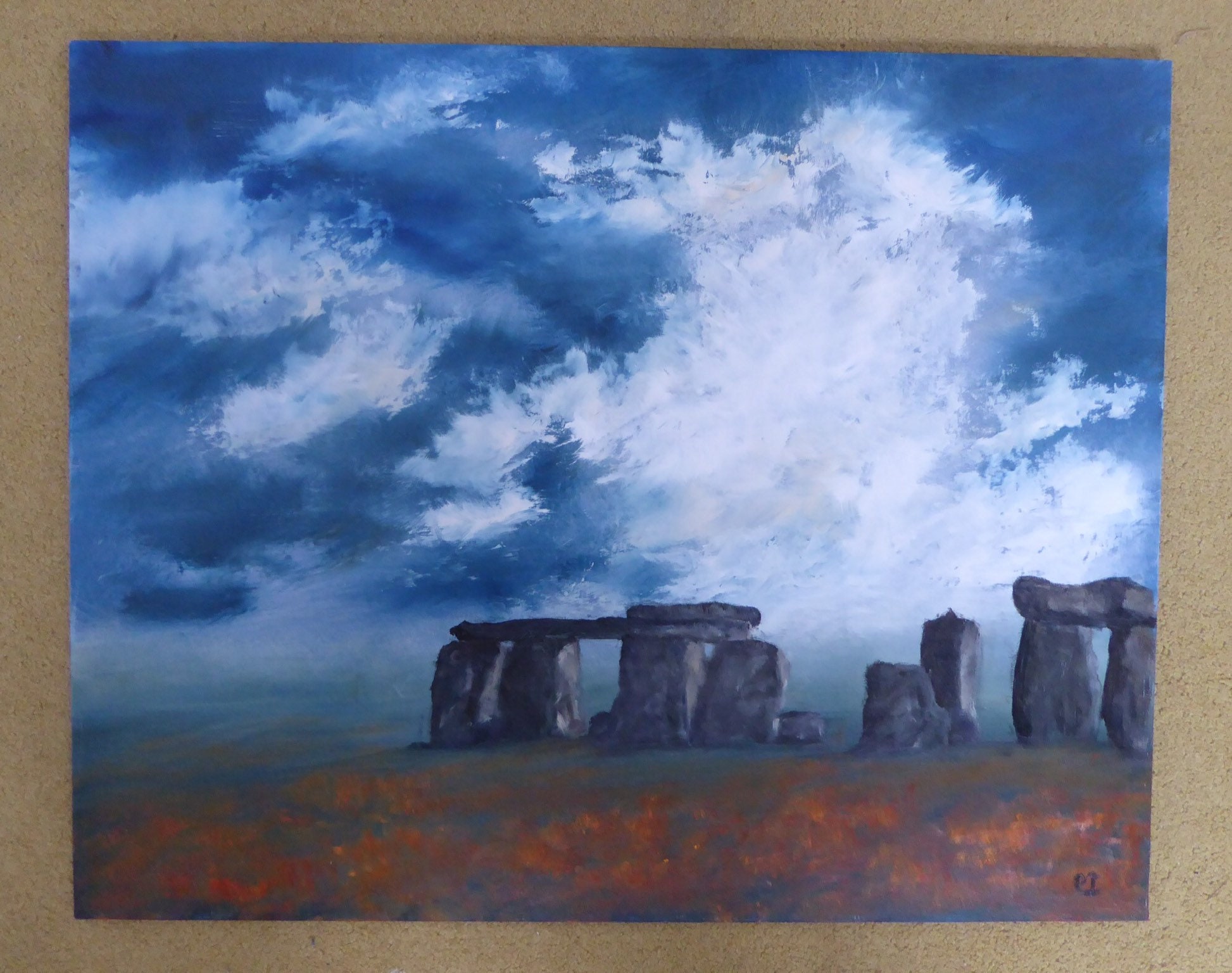 Original oil painting of Stonehenge by artist Christine Ingram Etsy