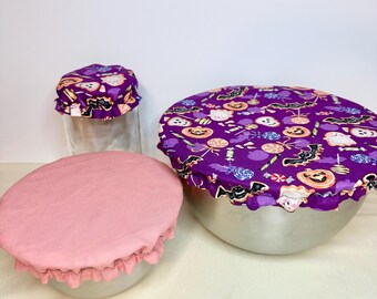Zero Waste Kitchen Bowl Cover, Bread Making Reusable, Dust Cover for Stand Mixer, Halloween Cookie Print