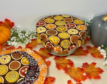 Fall Pie dish Cover, Zero Waste Kitchen Bowl Cover, Bread Making Reusable, Dust Cover for Stand Mixer