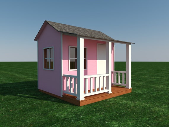 Kids Playhouse Plans Diy Backyard Storage Shed Micro Cottage Etsy
