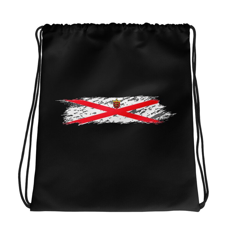 The Proud Flag of Jersey! Drawstring bag Hand Painted Brush Stroke Design of the Jersey Flag