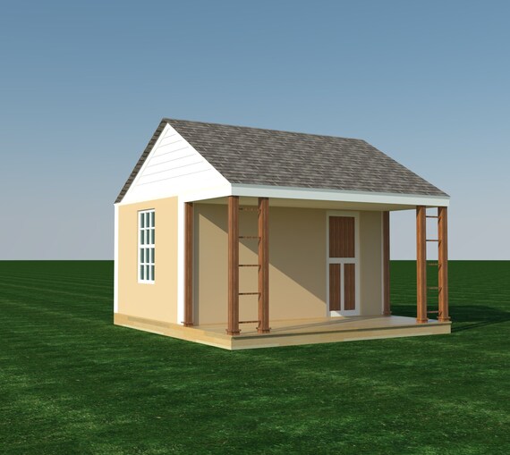 1 Room Cabin Building Plans Guest House Diy Garden Micro Etsy