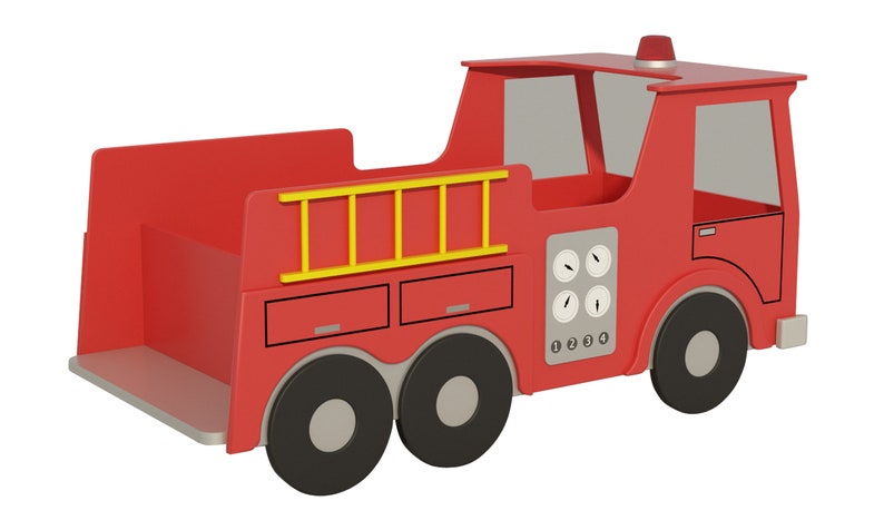 Fire Truck Kids Bed Plans Diy Child Single Bedroom Furniture Woodworking