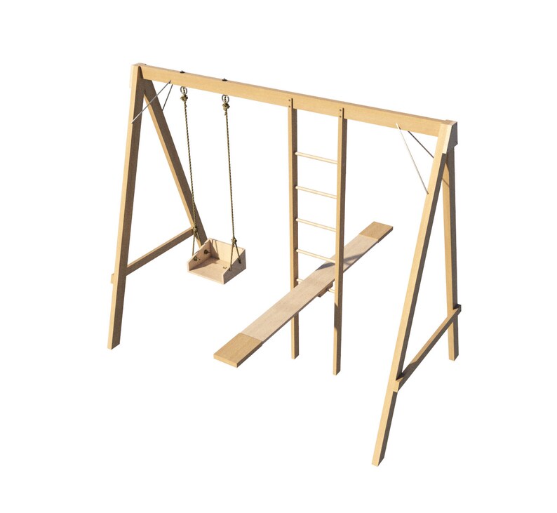Kids Swing Set Ladder Seesaw Plans Diy Playground Backyard Play Set Outdoor