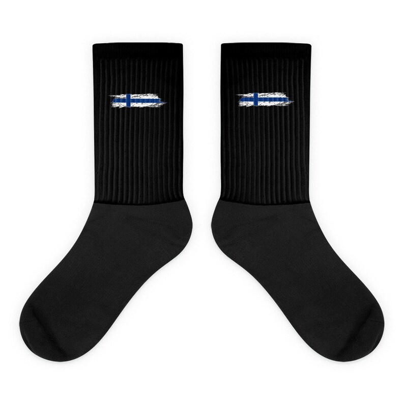 The Proud Flag of Finland! Socks Hand Painted Brush Stroke Design of the Finnish Flag