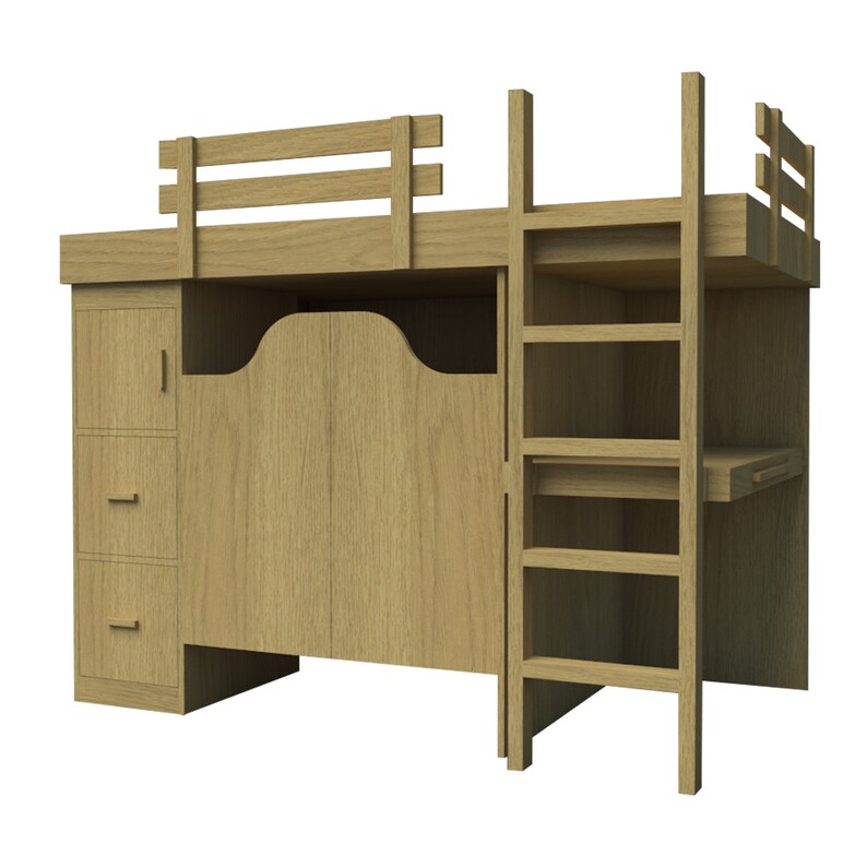Bunk Bed Plans Diy 3 In 1 Desk Chest Storage Organizer Workstation Woodworking
