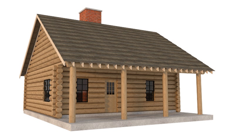 log cabin house plans diy 2 bedroom vacation home 840 sq/ft build your own