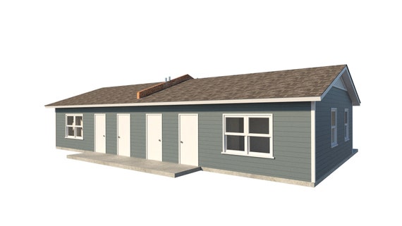 One Story Duplex House Plans Diy 1 Bedroom Tiny Home Building Plan