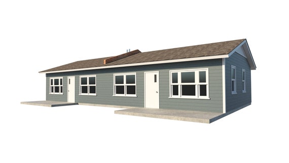 One Story Duplex  House  Plans  DIY 1 Bedroom Tiny  Home  