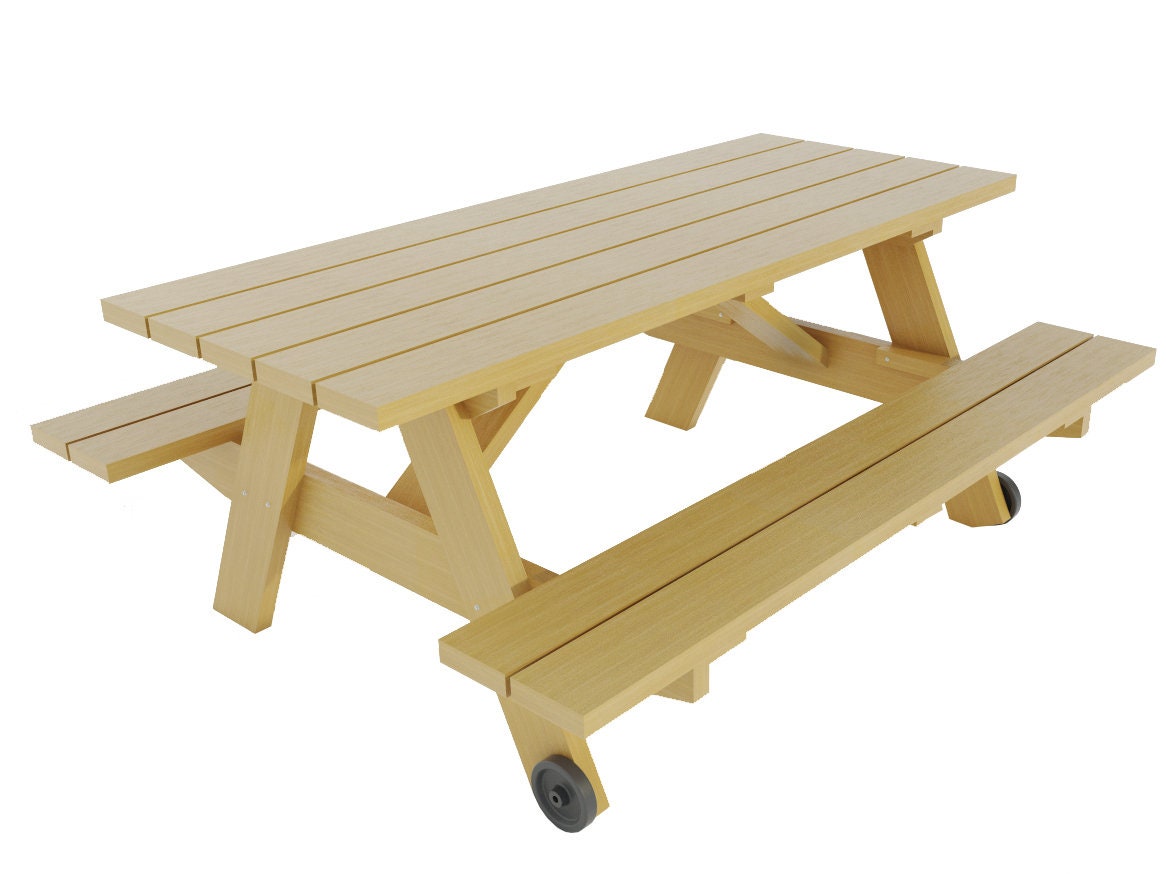 Picnic Table w/ Benches Plans DIY Outdoor Patio Garden | Etsy