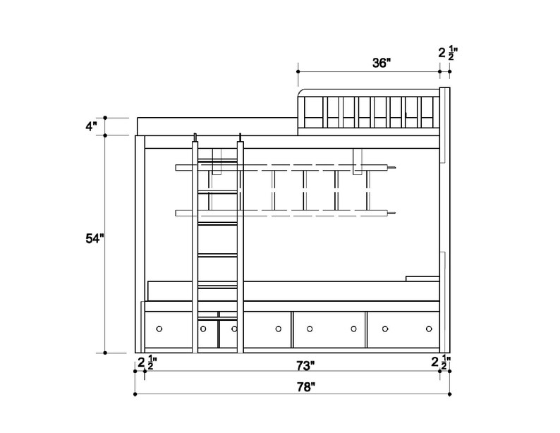 Bunk Bed Plans DIY Kids Boys Girls Bedroom Furniture w Ladder Storage Chest