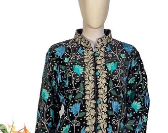 Women Kashmiri Jaal Aari Tilla Embroidered Jacket ~ Work Jacket For Women ~ Kashmiri Embroidery
