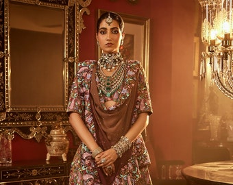 Designer Kashmiri Lehenga with Hand Work and Fusion Embroidery, Kashmir Wear, Indian Western Dress, Bridal Lehenga, Wedding Dress, Ethnic
