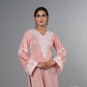 Dewdrop - Kashmiri Kurta, Aari Embroidery, Indian Kurta, Black Traditional Tunic, Kashmiri Work Kurta, Kashmiri Dress, Spring Summer Dress