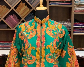 Kashmiri Jacket, Embroidered Coat For Women, Kashmiri Coat, Luxury Jacket, Bohemian Coat, Indian Jacket, Traditional Coat, Hippie Jacket