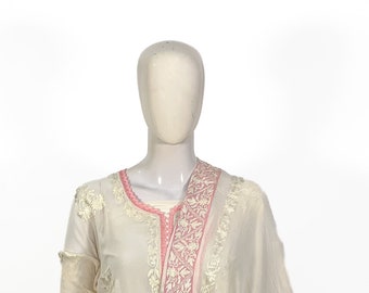 Cream Kashmiri Women Salwar Suit with Aari Embroidery, Party Wear, Kashmir Suits, Indian Wedding Suits,  Salwar Kameez