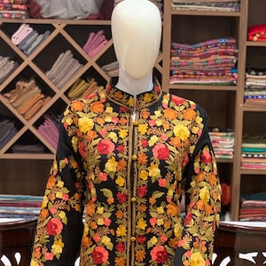 Woollen Coat, Long Coats, Embroidered Coat for Woman, Kashmiri Embroidery Jackets, Kashmir Coat, Women Coat, Boho Embroidered Coats, Jacket