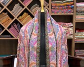 Kalamkari Pure Pashmina Shawl, Hand Painted Hand Embroidered Kashmir Shawl, Pure Cashmere Scarf, Kalamkari Wrap, Kashmiri Hand Sozni Work